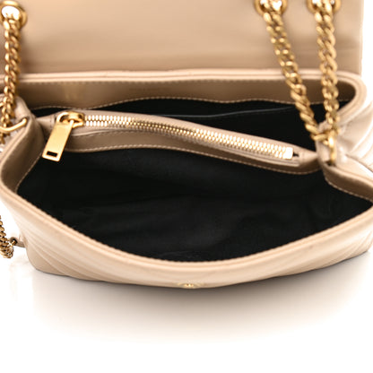 Saint Laurent Calfskin Y Quilted Monogram Small Loulou Chain Satchel Dark Beige 5 of 8