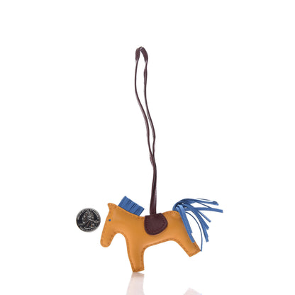 Hermes Milo Lambskin Grigri Rodeo Horse Bag Charm PM Jaune D'Or Bleu Zanzibar Rouge H 2 of 5