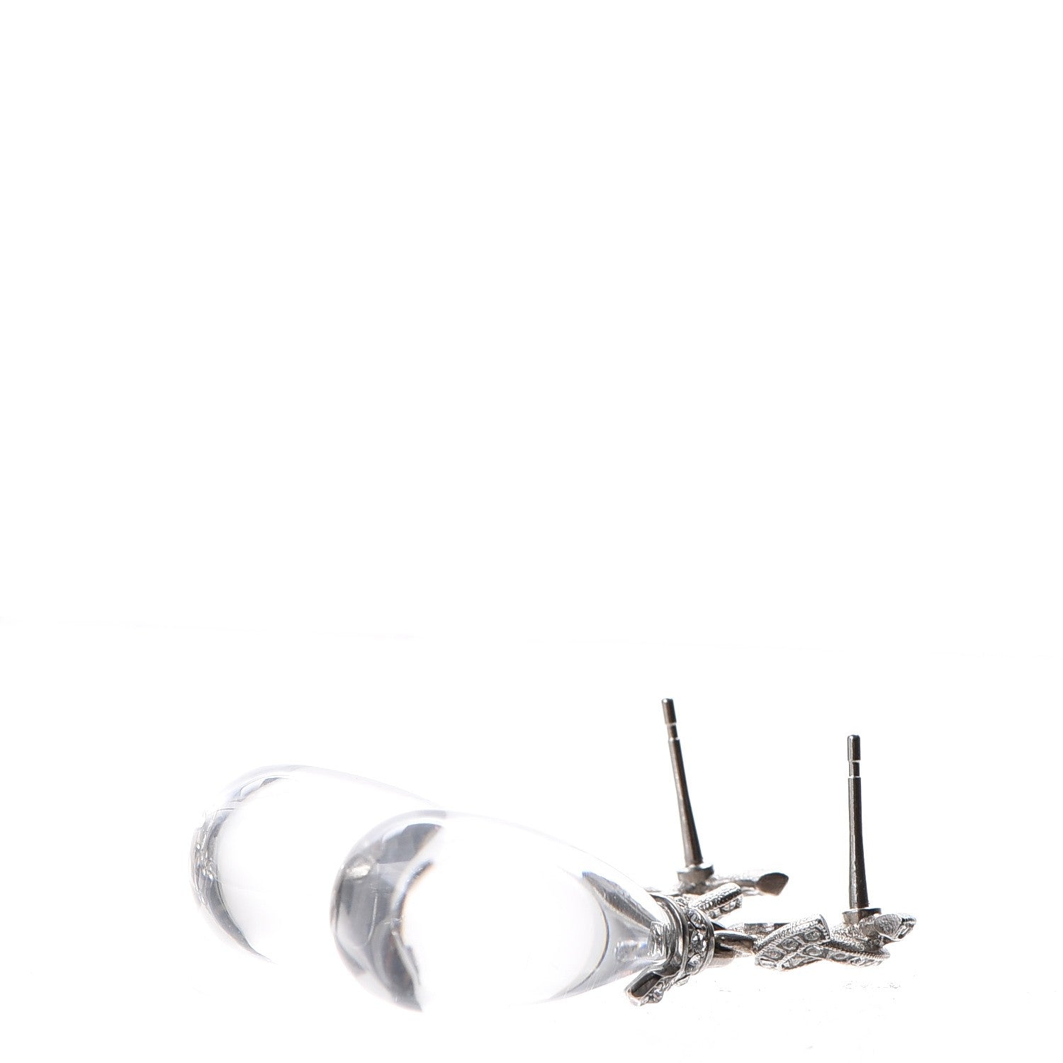 Chanel Ruthenium Crystal CC Drop Earrings Silver 4 of 7