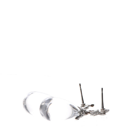 Chanel Ruthenium Crystal CC Drop Earrings Silver 4 of 7