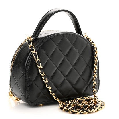 Chanel Lambskin Quilted Chic Riviera Top Handle Vanity Case Black 2 of 11