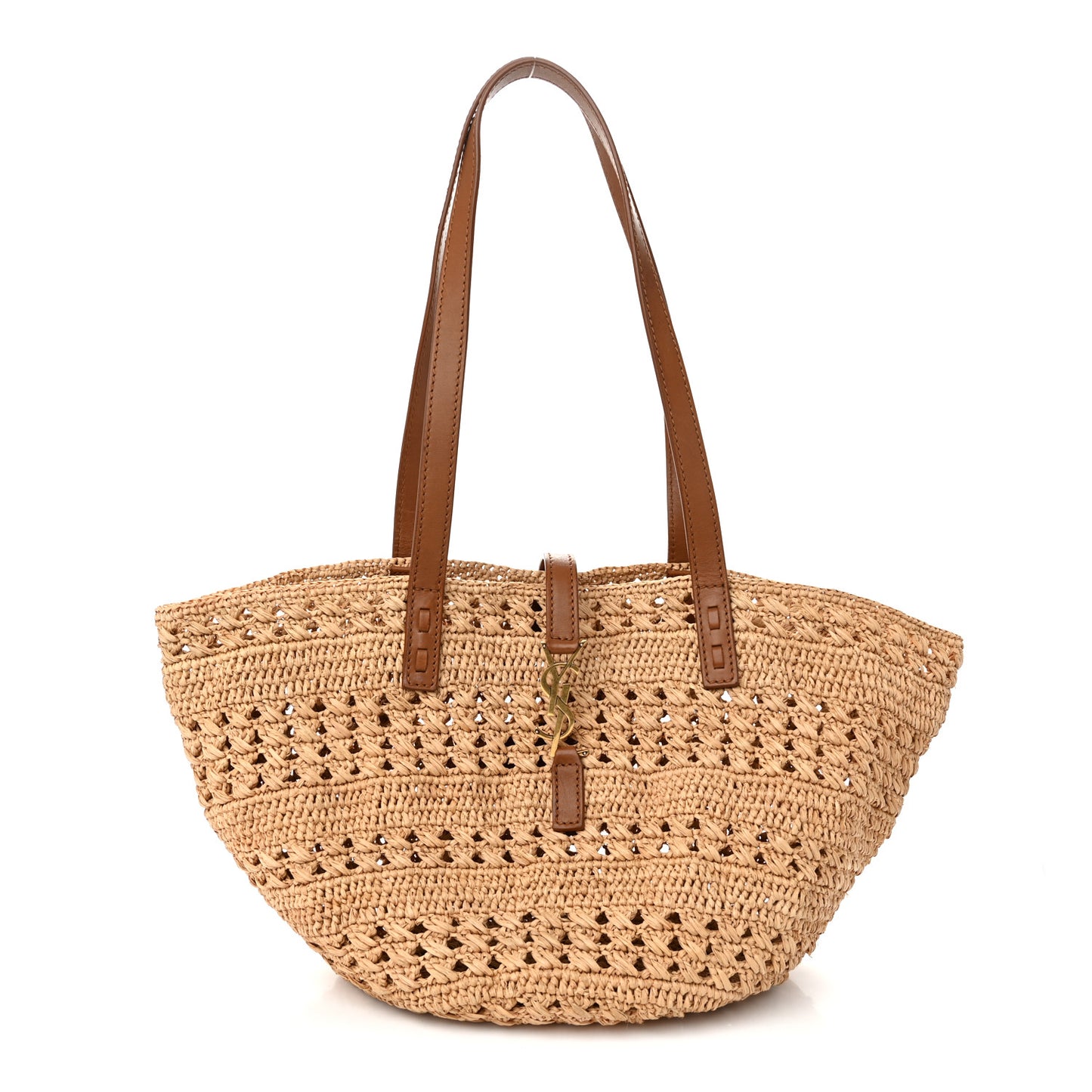 Raffia Calfskin Small Panier Tote Naturel