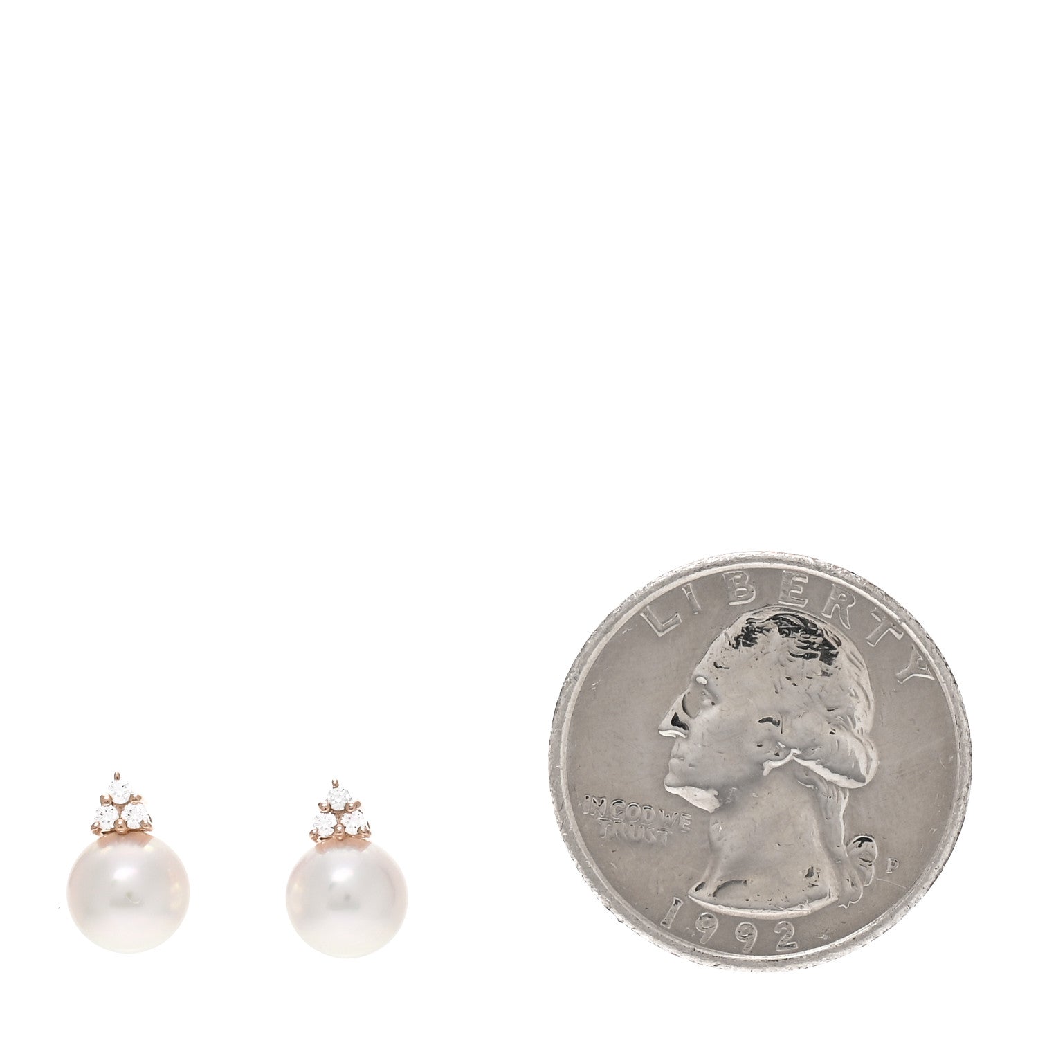 Mikimoto 18K Pink Gold Diamond Akoya Pearl 7mm Stud Earrings 2 of 5