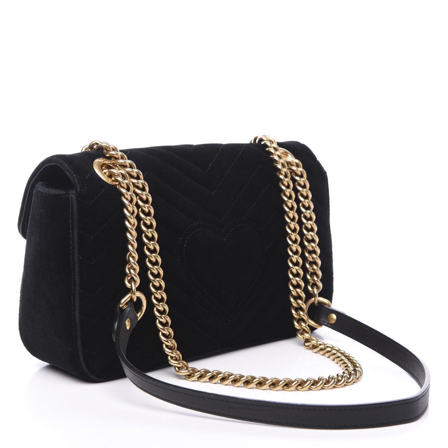 Velvet Matelasse Small GG Marmont Shoulder Bag Black