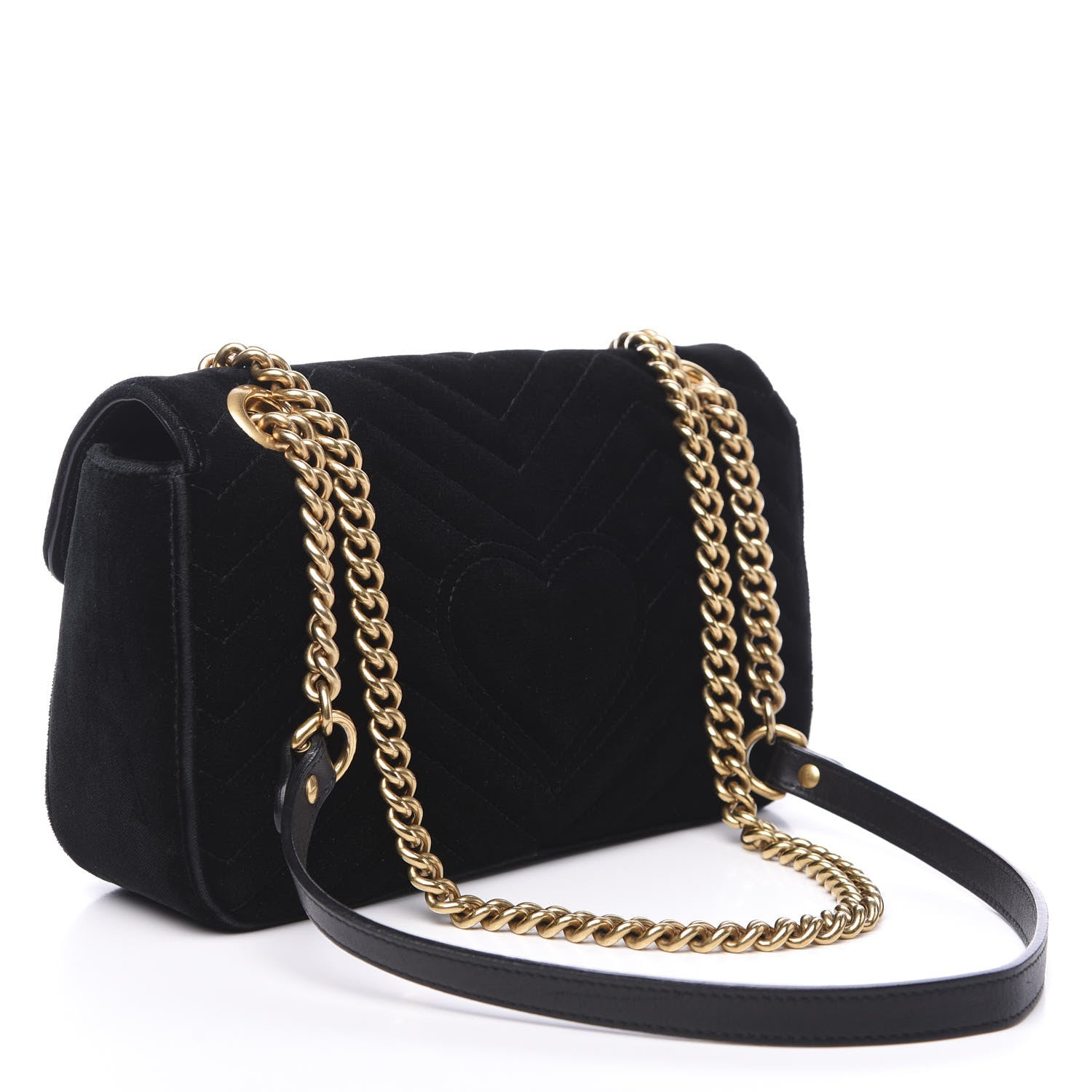 Gucci Velvet Matelasse Small GG Marmont Shoulder Bag Black 2 of 10