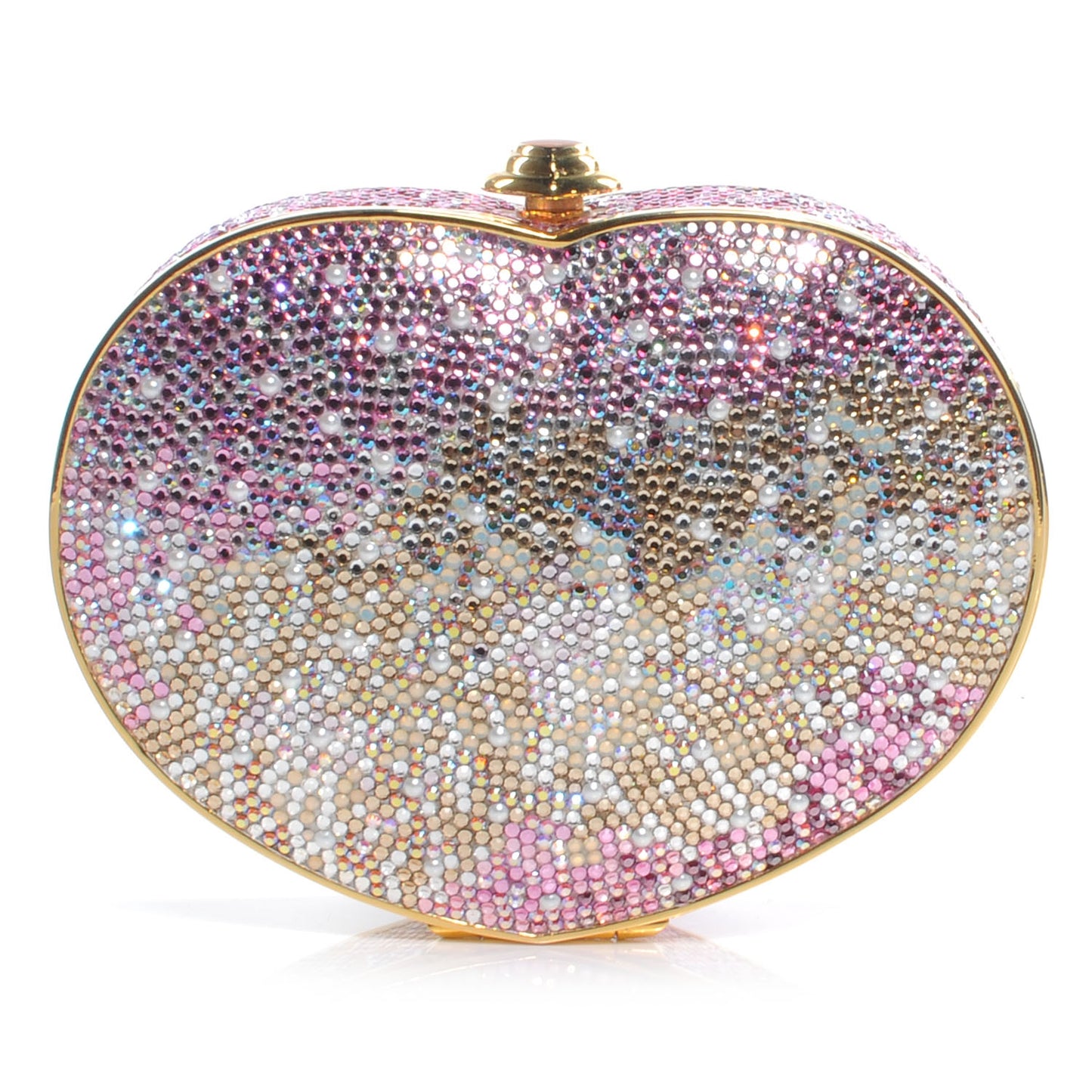 Crystal Heart Minaudiere Clutch Pink