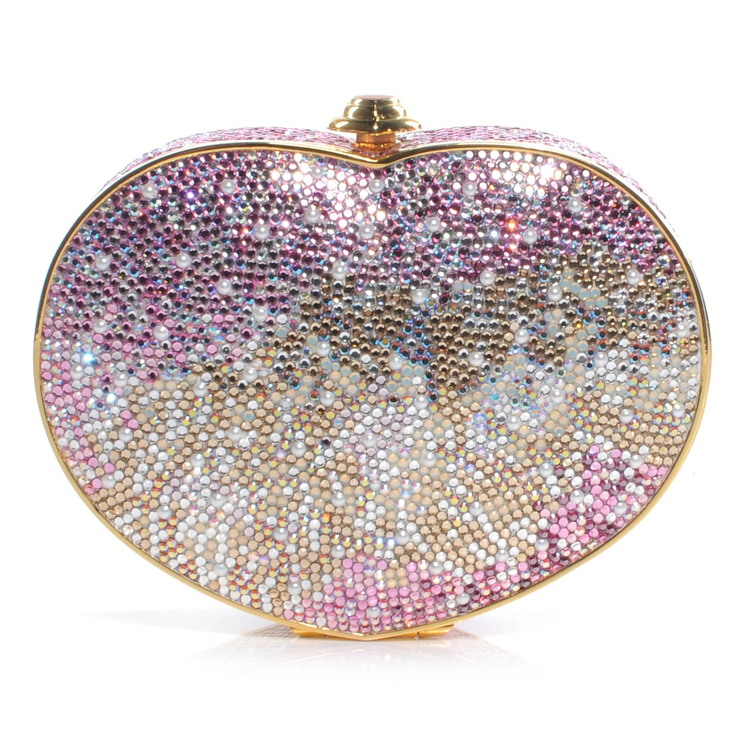 Judith Leiber Crystal Heart Minaudiere Clutch Pink 1 of 6