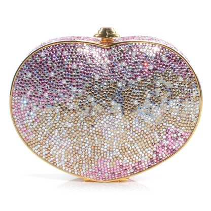 Judith Leiber Crystal Heart Minaudiere Clutch Pink 1 of 6