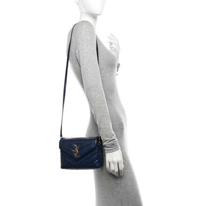 Saint Laurent Calfskin Y Quilted Monogram Toy Loulou Crossbody Bag New Cobalt 2 of 11
