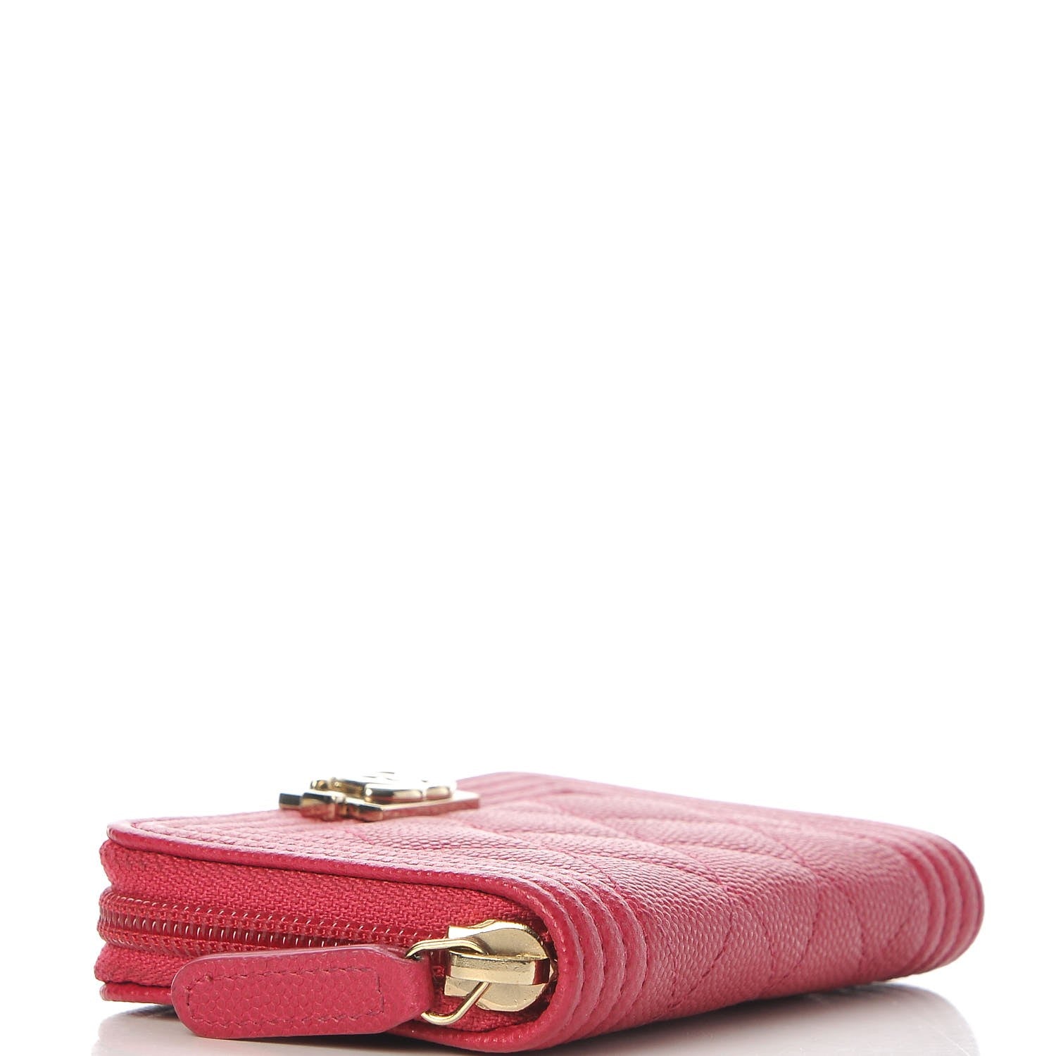 Chanel Caviar Quilted Boy Zip Around Coin Purse Wallet Fuchsia 4 of 8