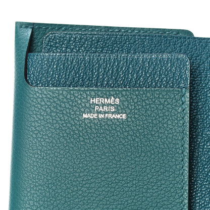 Hermes Allegretto Chevre Mysore H'Sport Open Vertical Card Holder Vert Bosphore 6 of 10