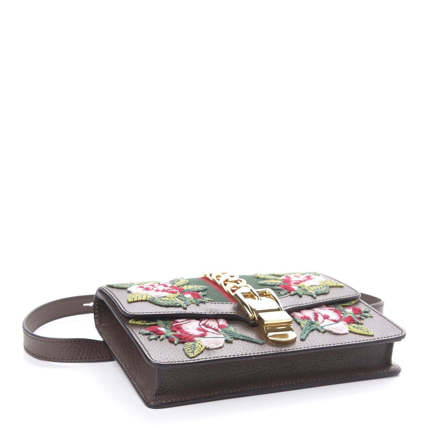 Calfskin Embroidered Sylvie Belt Bag Brown