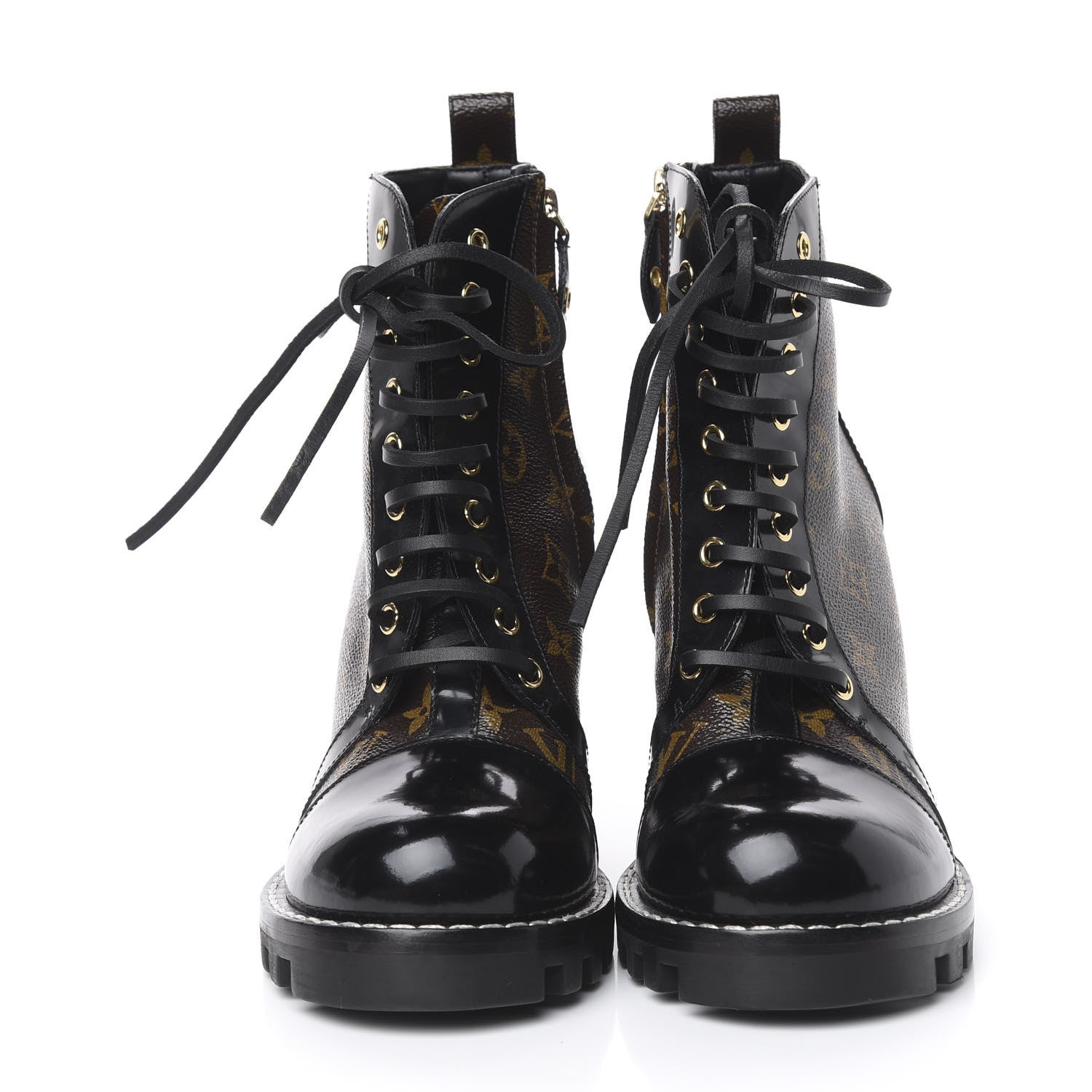 Louis Vuitton Patent Calfskin Monogram Star Trail Ankle Boots 41 Black 2 of 10