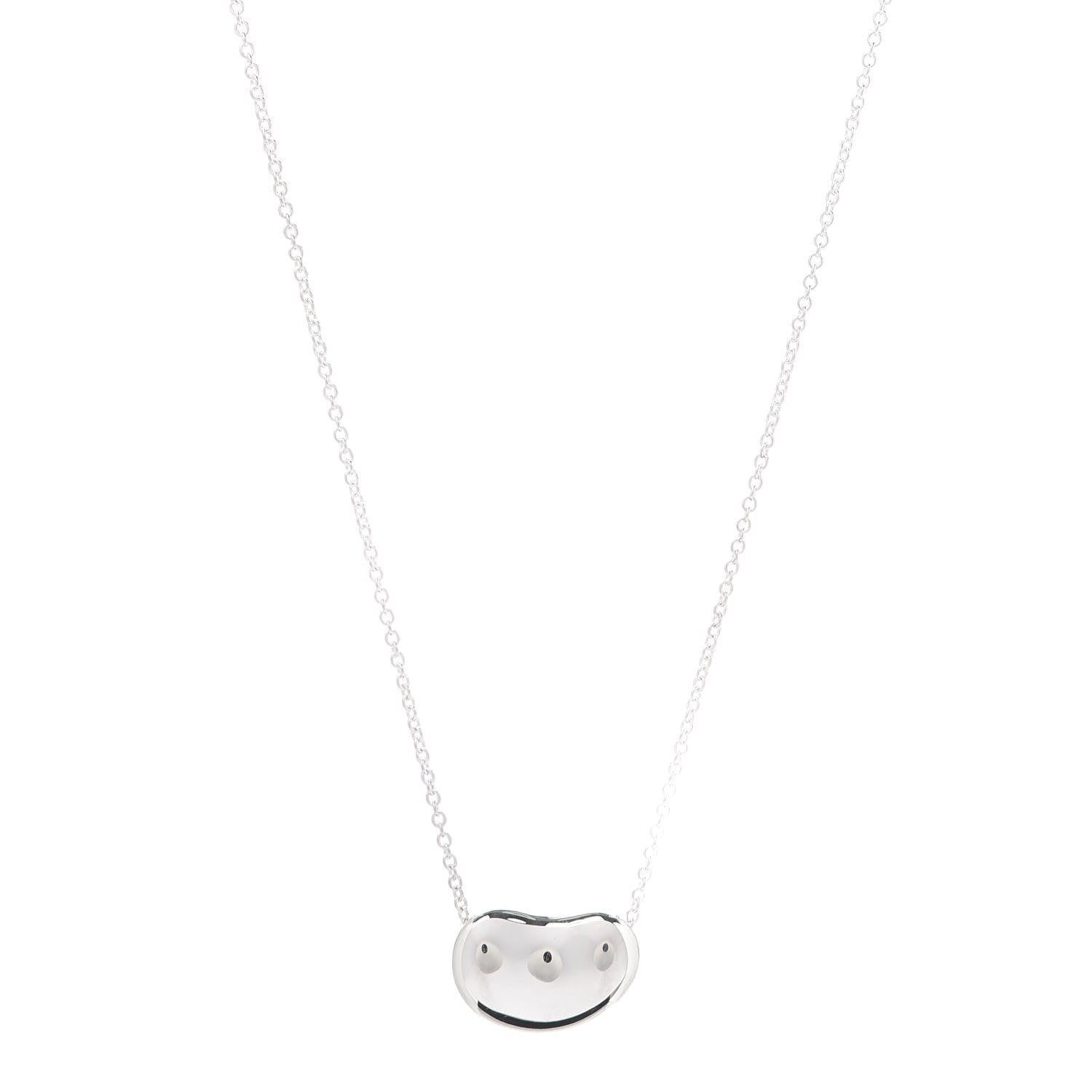 Tiffany Sterling Silver 14mm Elsa Peretti Bean Pendant Necklace 1 of 5