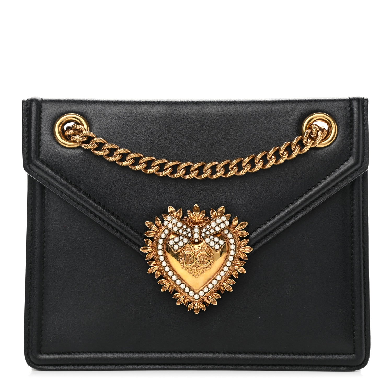 Dolce & Gabbana Smooth Calfskin Small Devotion Envelope Bag Black 1 of 9