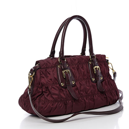 Prada Tessuto Nylon Nappa Gaufre Shopping Satchel Granato 2 of 8