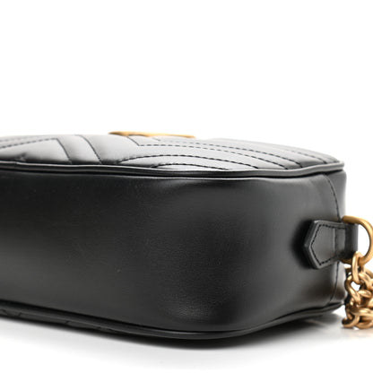 Gucci Calfskin Matelasse Small GG Marmont Chain Shoulder Bag Black 10 of 10