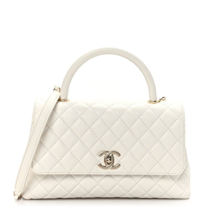 Chanel Caviar Quilted Small Coco Handle Flap White 1 of 8