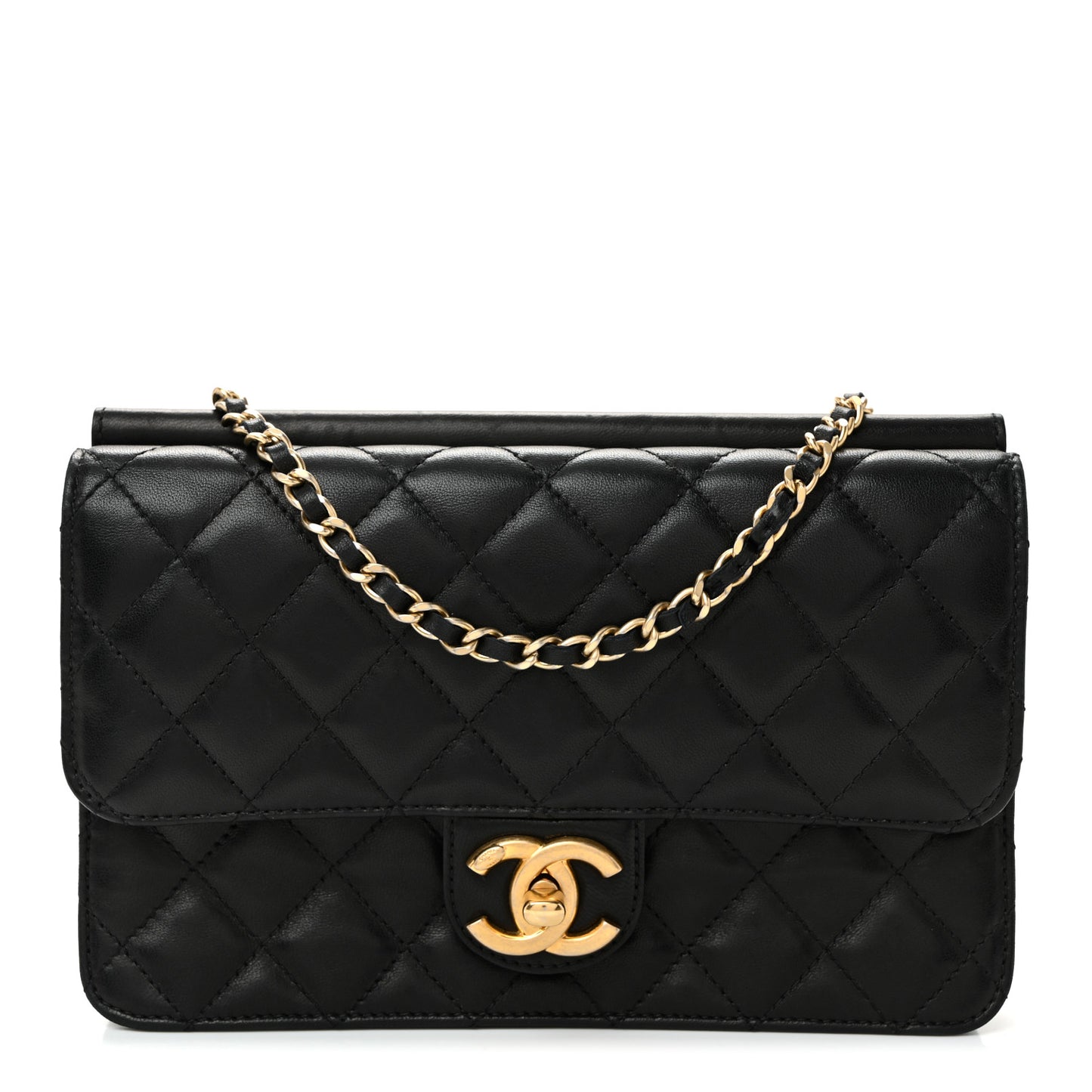Lambskin Quilted Medium Crossing Times Flap Black