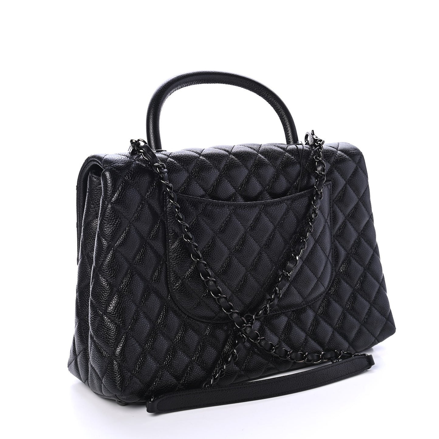 Caviar Quilted Medium Coco Handle Flap So Black