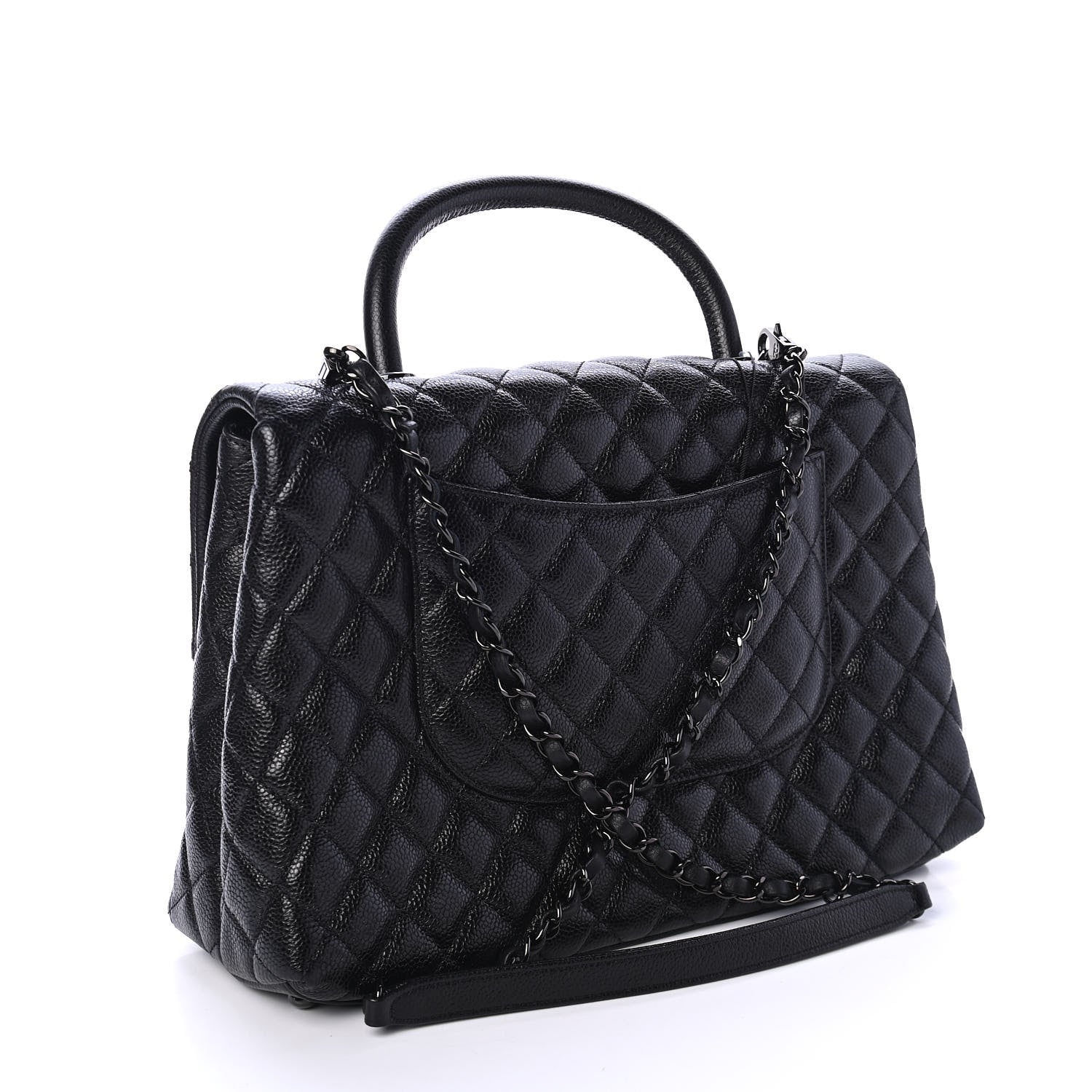Chanel Caviar Quilted Medium Coco Handle Flap So Black 2 of 10