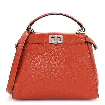 Fendi Cuoio Romano Selleria Mini Peekaboo Iconic Satchel Dark Orange 1 of 10