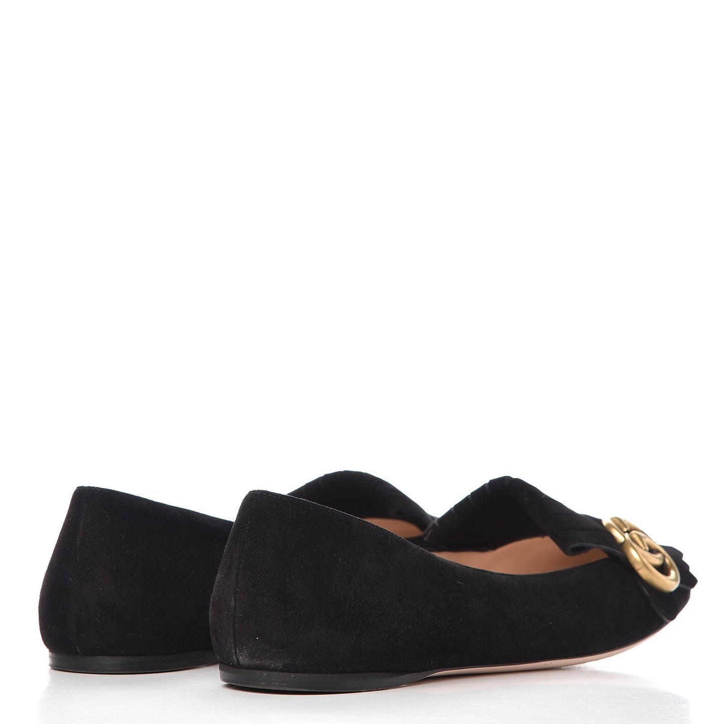Kid Scamosciato GG Marmont Fringe Flats 39 Black