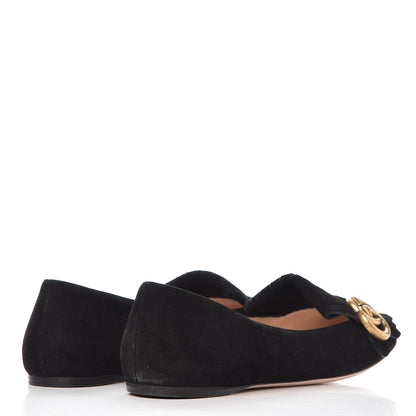 Gucci Kid Scamosciato GG Marmont Fringe Flats 39 Black 4 of 14