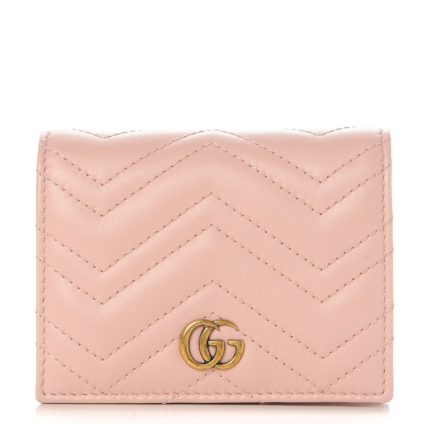 Calfskin Matelasse GG Marmont Card Case Wallet Perfect Pink