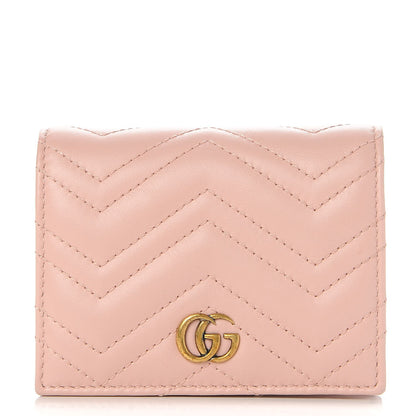 Gucci Calfskin Matelasse GG Marmont Card Case Wallet Perfect Pink 1 of 9