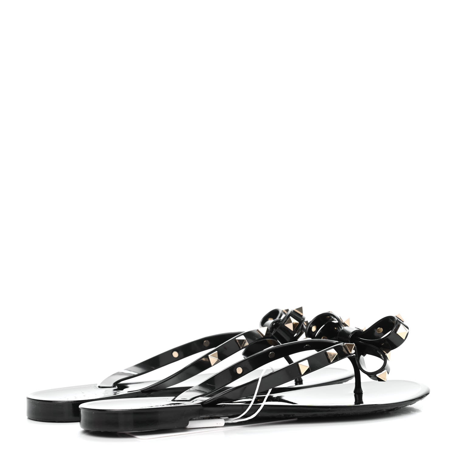 Valentino Garavani PVC Jelly Rockstud Bow Thong Sandals 39 Black 4 of 8