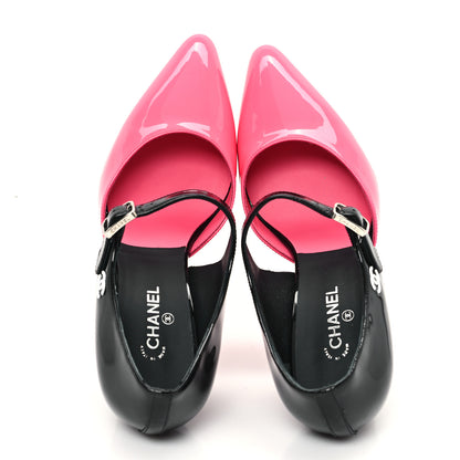 Chanel Patent Calfskin CC Pumps 37 Pink Black 2 of 10