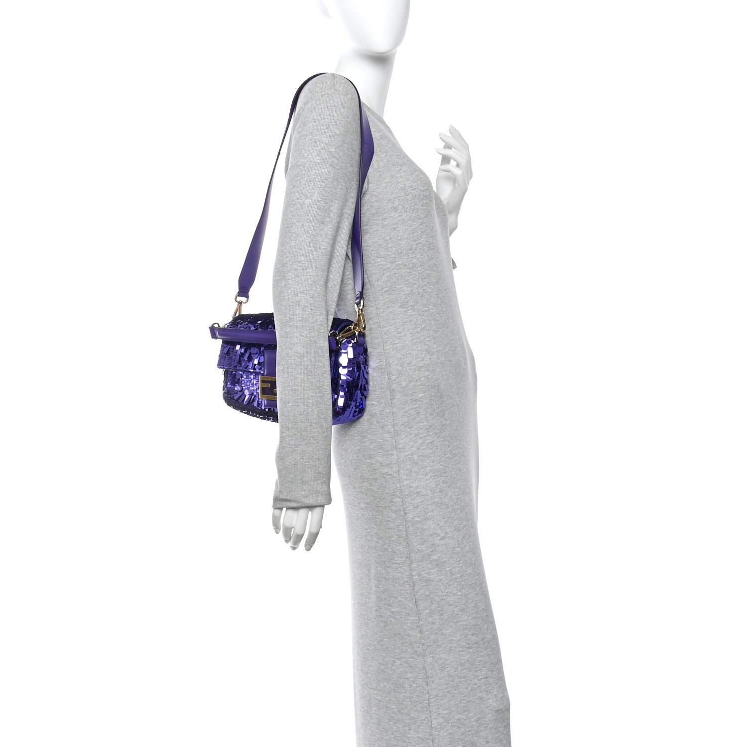 Fendi Sequin Paillettes Shiny Nappa Sex and the City Baguette Viola Purple Rain 2 of 11