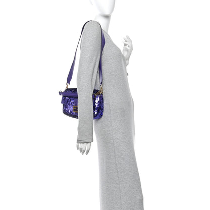 Fendi Sequin Paillettes Shiny Nappa Sex and the City Baguette Viola Purple Rain 2 of 11