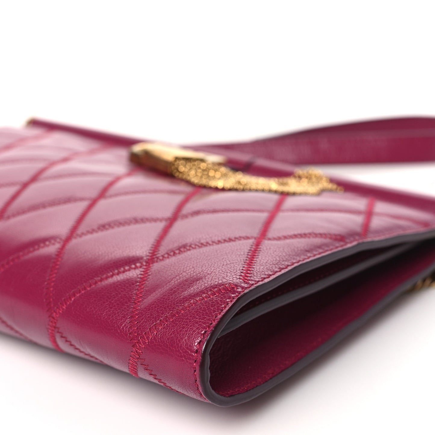 Goatskin Quilted Medium Gem Bag Orchid Purple