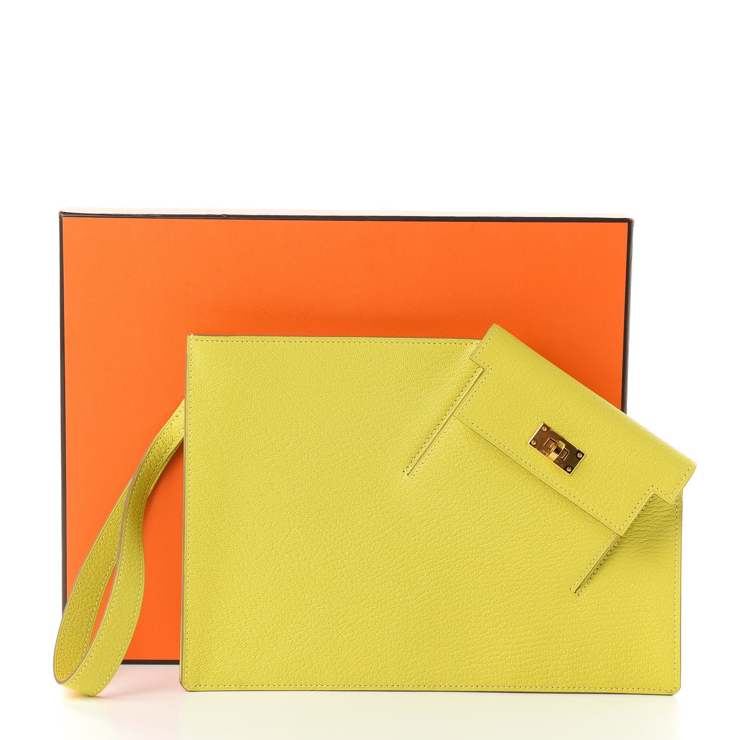 Hermes Chevre Mysore Kelly Pocket To Go Pouch Lime 7 of 7