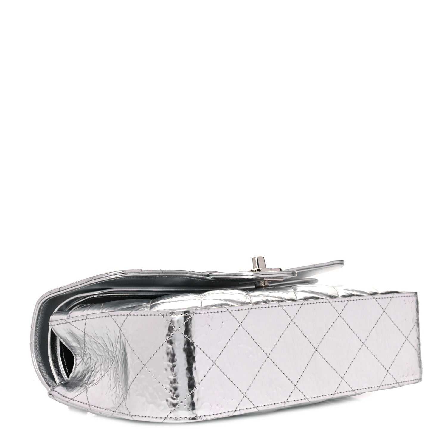 Chanel Hammered Metallic Calfskin Quilted Small Double Flap Silver 4 of 11