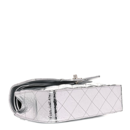 Chanel Hammered Metallic Calfskin Quilted Small Double Flap Silver 4 of 11