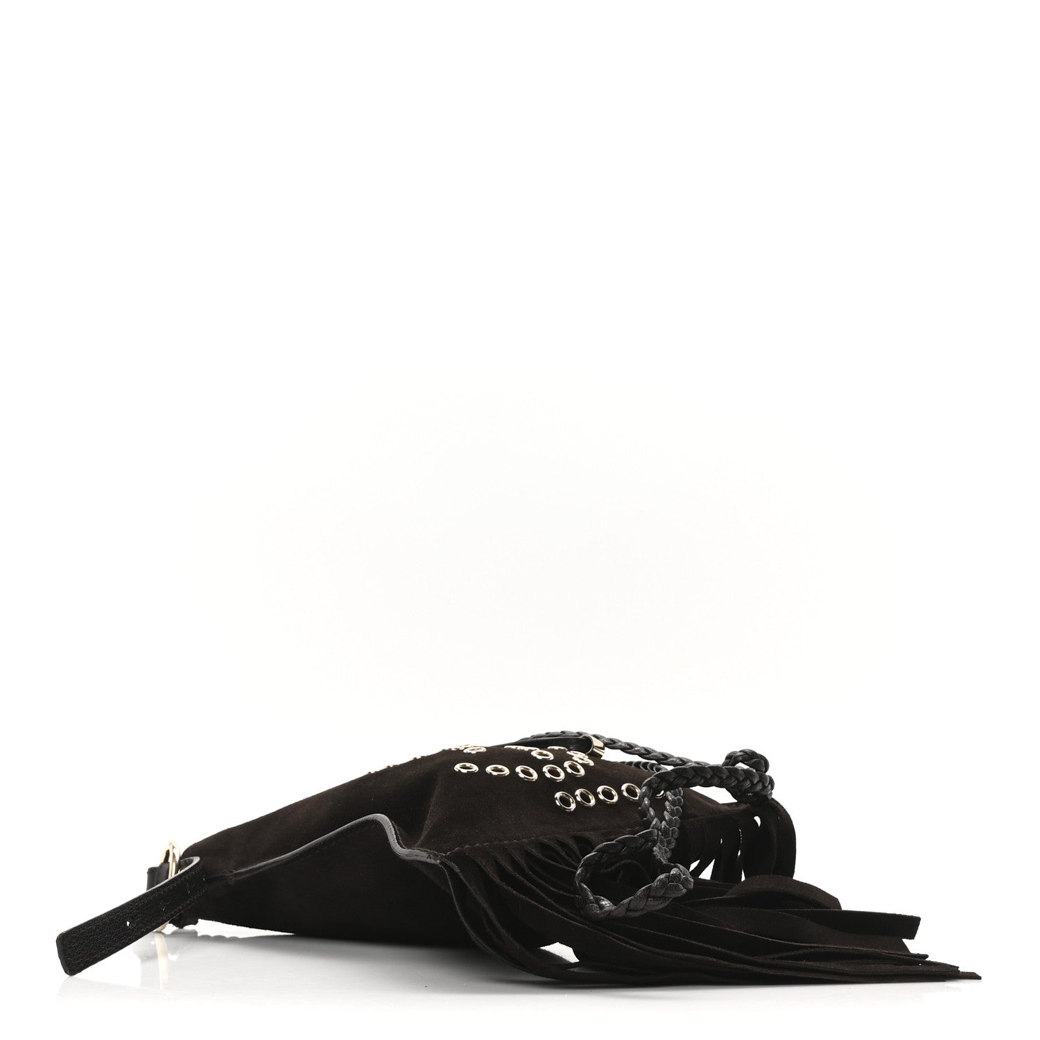 Saint Laurent Suede Fringe Messenger Bag Chocolate 4 of 9