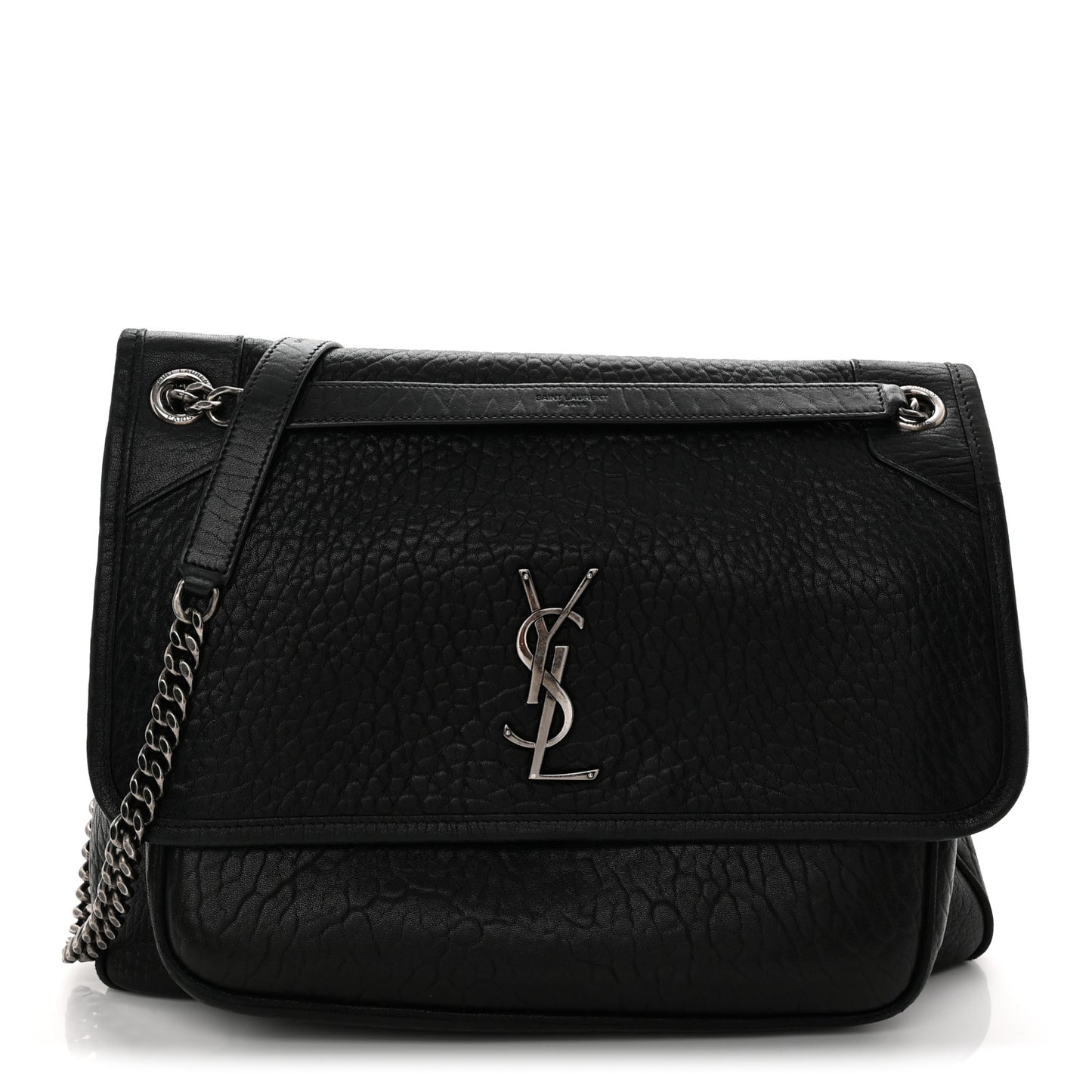 Grained Lambskin Monogram Large Niki Chain Satchel Black