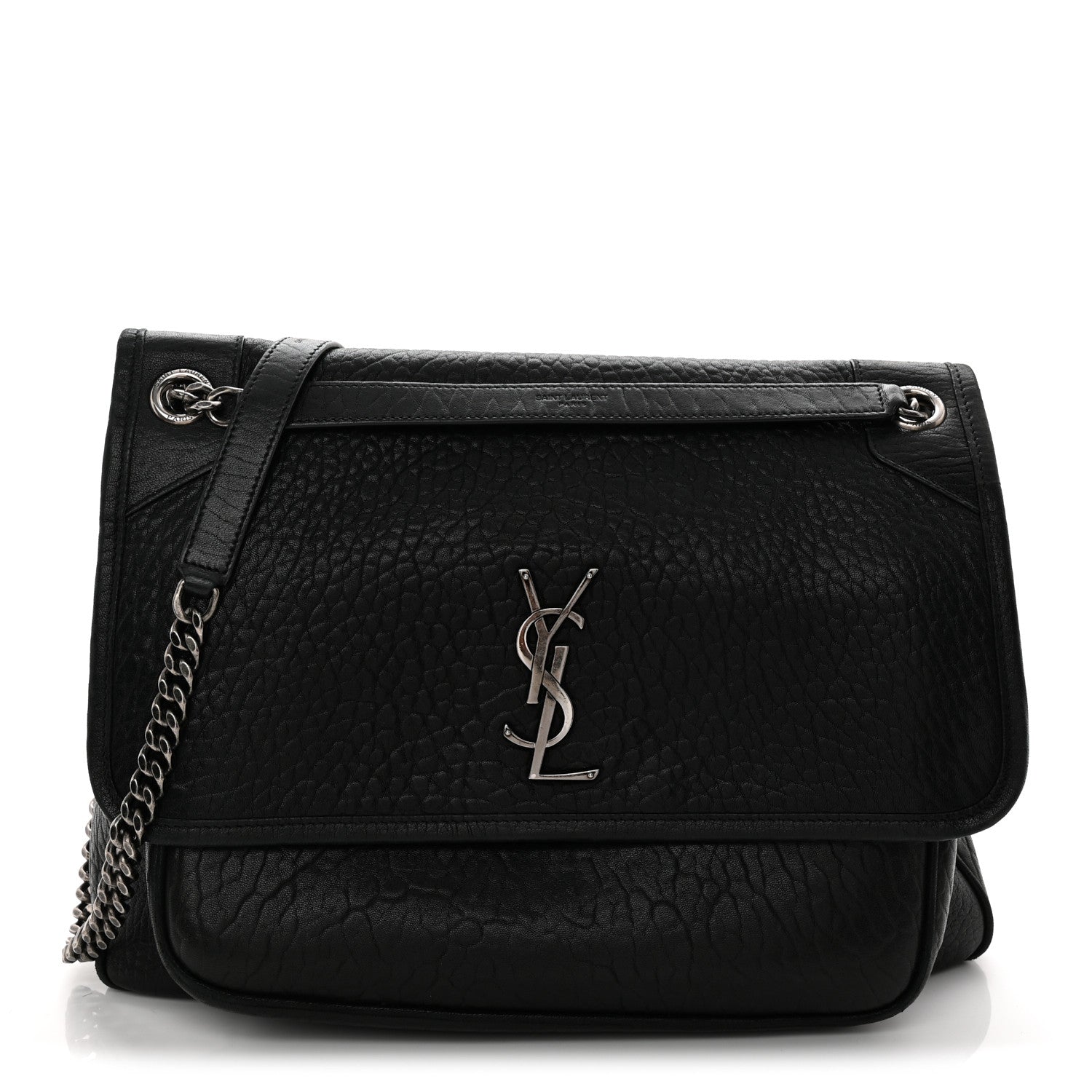 Saint Laurent Grained Lambskin Monogram Large Niki Chain Satchel Black 1 of 13