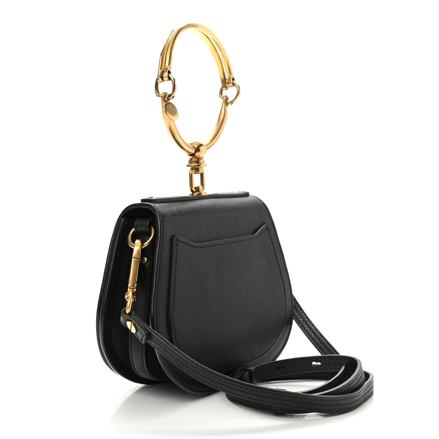 Calfskin Suede Small Nile Bracelet Bag Black