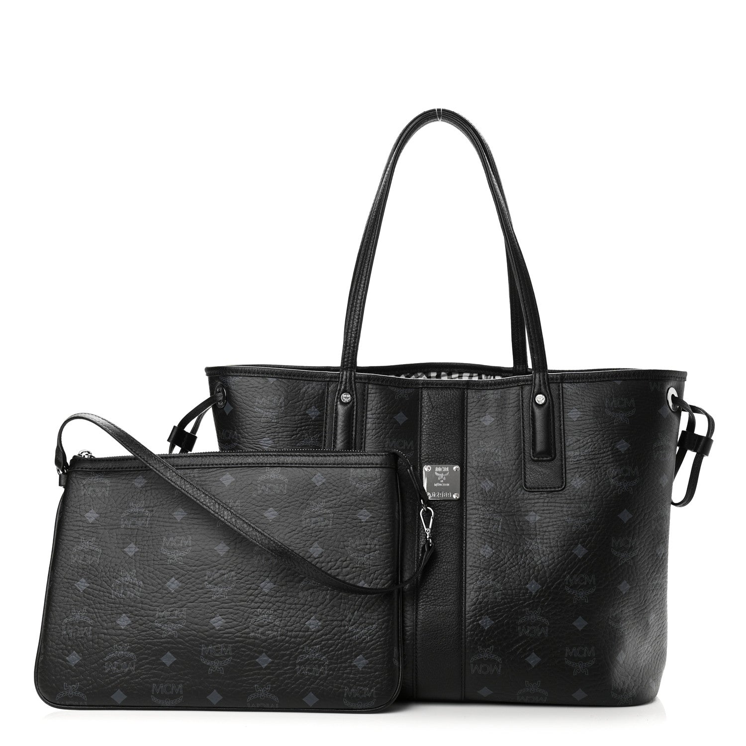 MCM Visetos Medium Reversible Shopper Tote Black 1 of 20