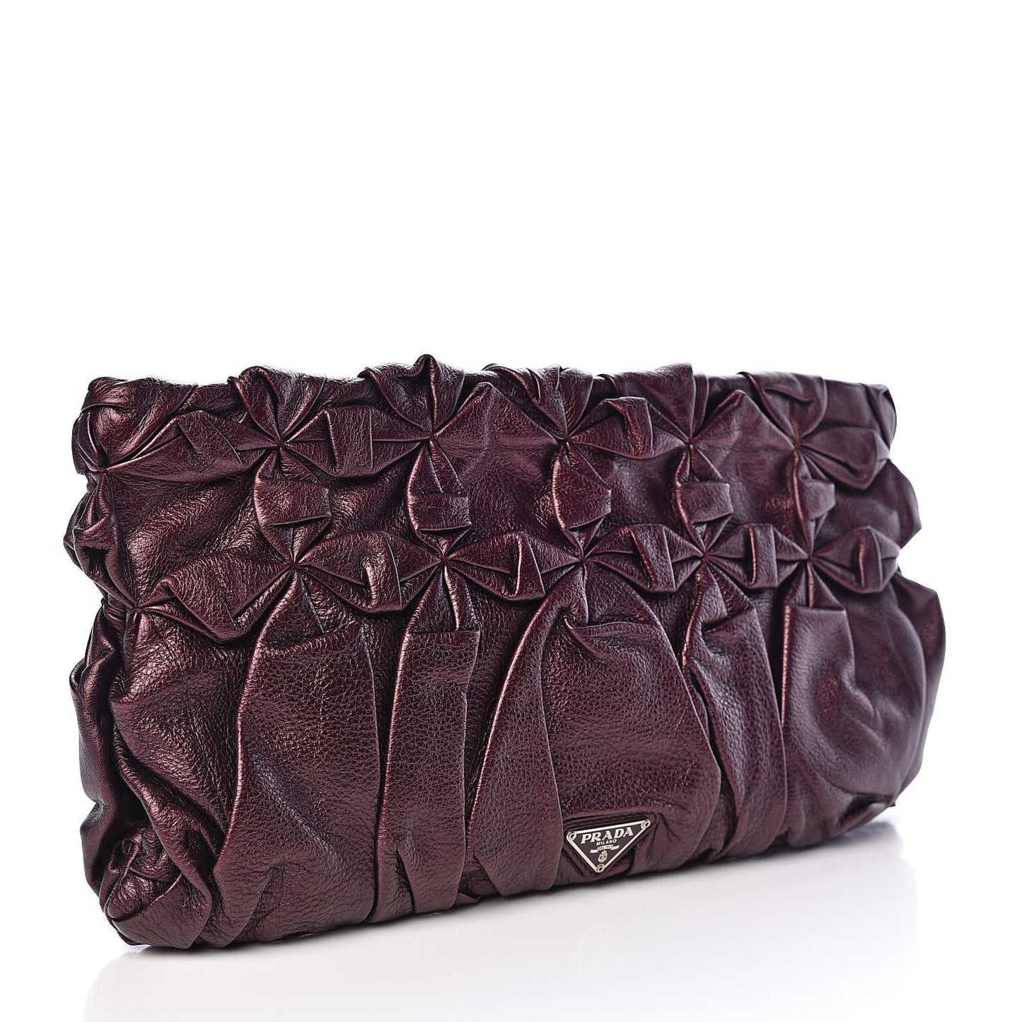 Metallic Nappa Gaufre Clutch Ribes