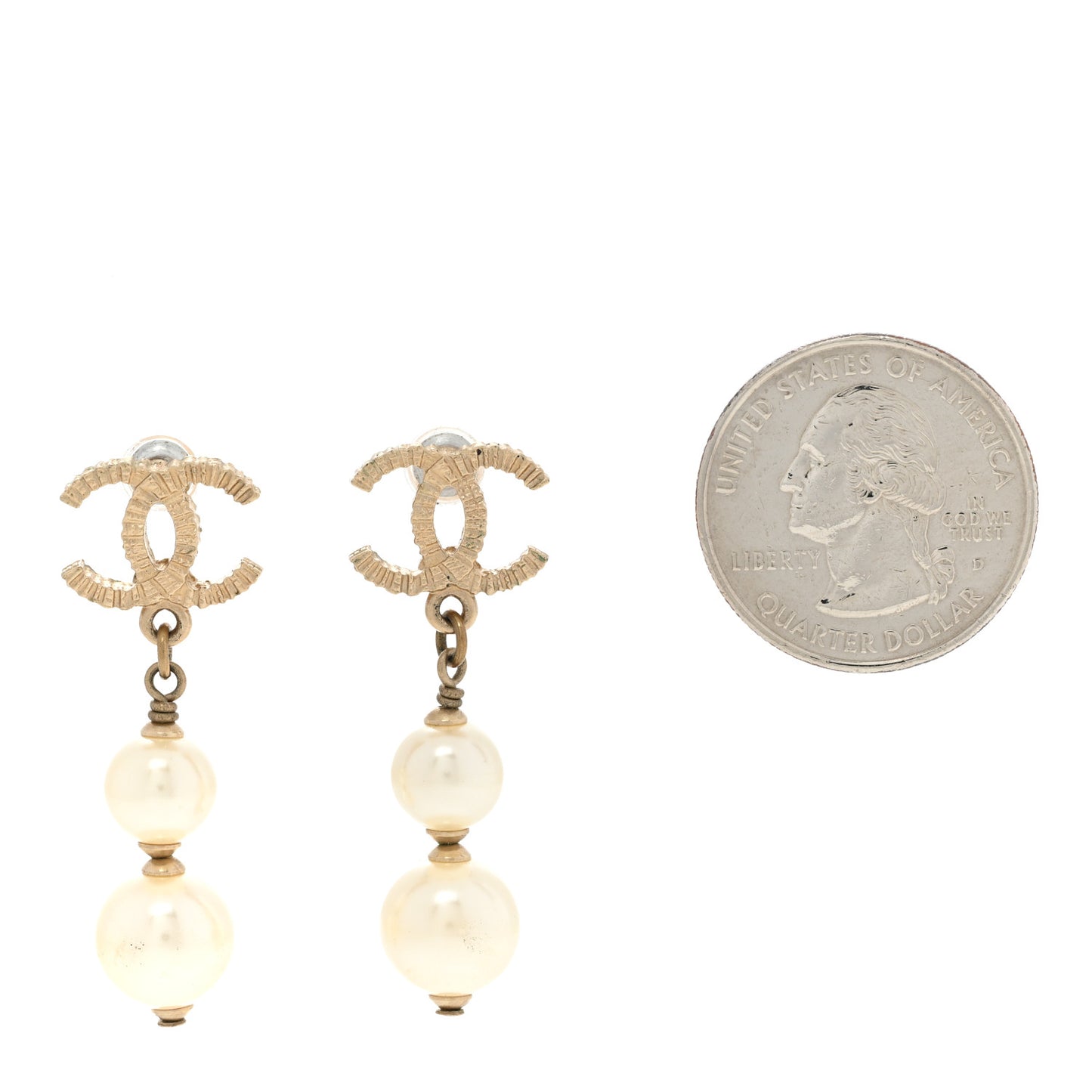 Pearl CC Drop Earring Gold