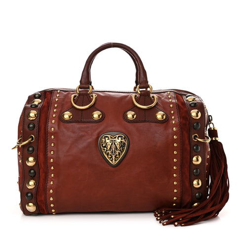 Calfskin Large Babouska Studded Boston Red