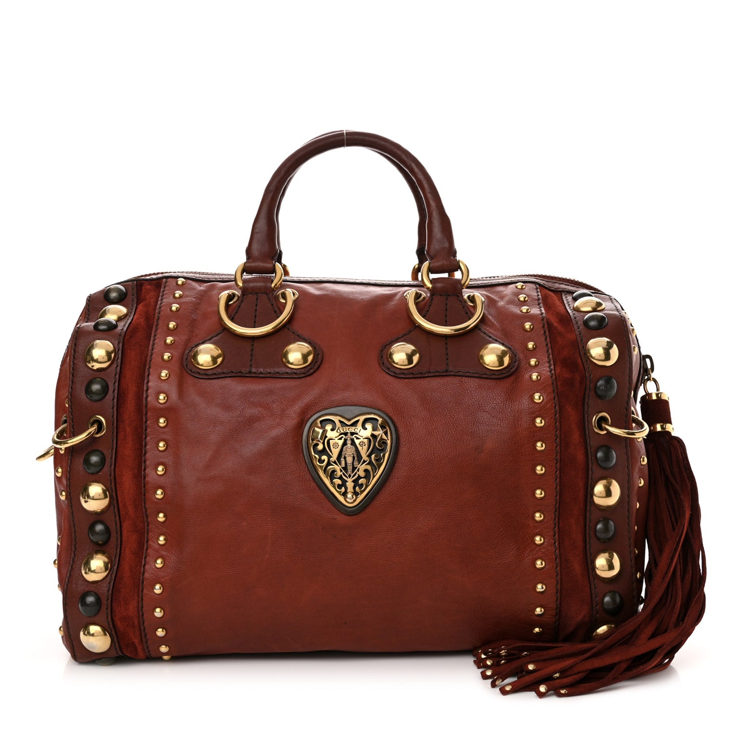 Calfskin Large Babouska Studded Boston Red