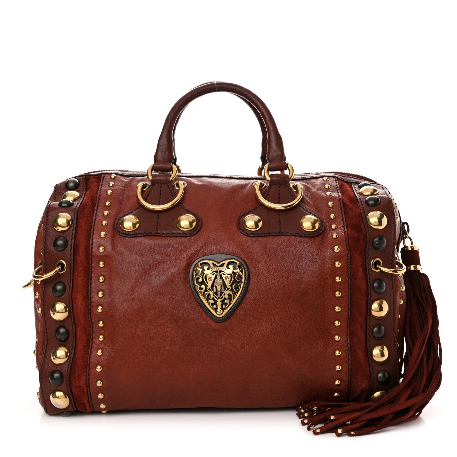 Gucci Calfskin Large Babouska Studded Boston Red 1 of 15