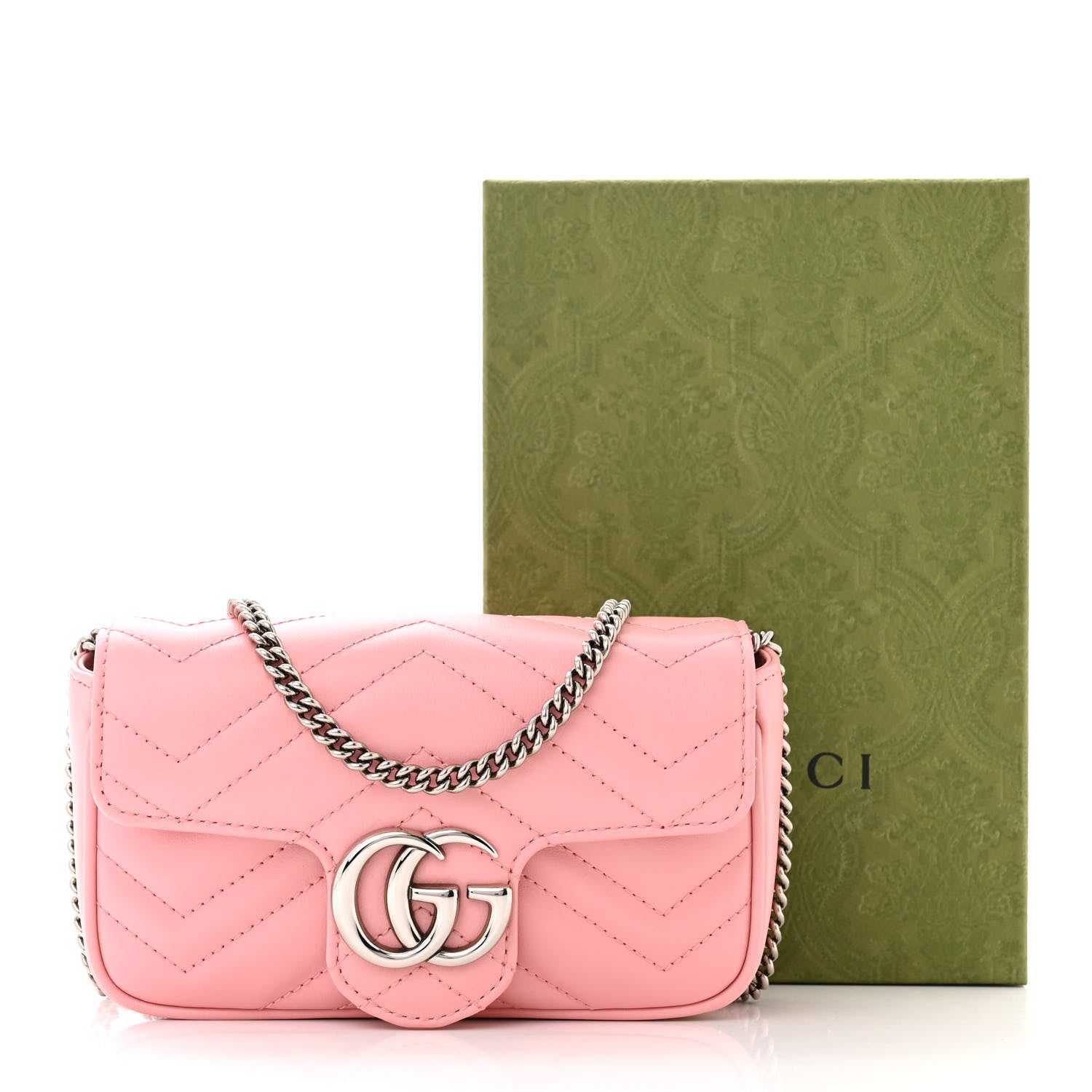Gucci Calfskin Matelasse Super Mini GG Marmont Shoulder Bag Wild Rose 11 of 11