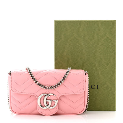 Gucci Calfskin Matelasse Super Mini GG Marmont Shoulder Bag Wild Rose 11 of 11